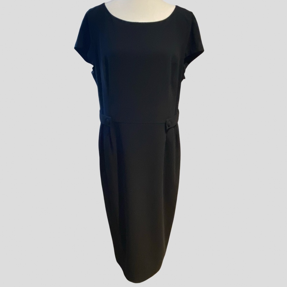 Emma James Black Classic Office Career Cap Sleeve Mid Length Dress. Sz- 14